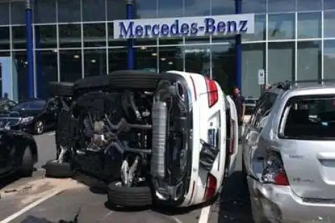Photos: World's Unluckiest Woman Crashes Her New Posh Mercedes 6 Seconds Into Test Drive